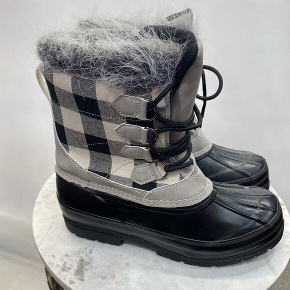 Natural Reflections Lumber Jill Pac Boots Women's 9 Gray White Plaid NWT - Picture 8 of 13